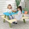 Kids Wooden Picnic Table Set with Built-in Benches and Stable Triangular Structure